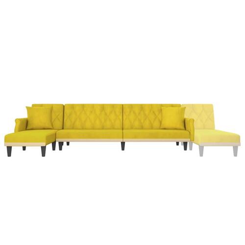 Sovesofa med chaiselong 271x140x70 cm velour gul