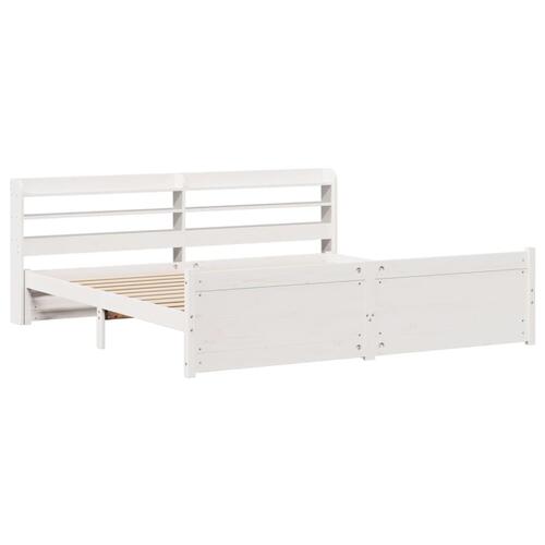 Sengeramme med hovedgærde uden madras Hvid 200x200 cm