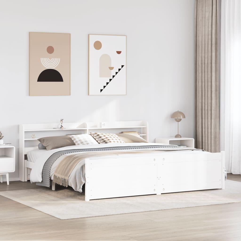 Sengeramme med hovedgærde uden madras Hvid 180x200 cm