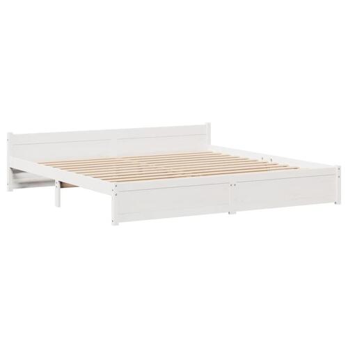 Sengeramme med hovedgærde uden madras Hvid 180x200 cm