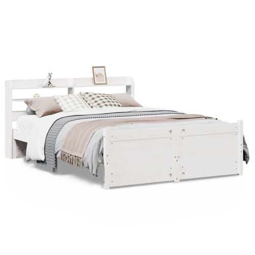 Sengeramme med hovedgærde uden madras Hvid 140x190 cm