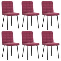 Spisebordsstole 6 stk. velour vinrød