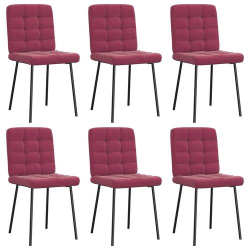 Spisebordsstole 6 stk. velour vinrød