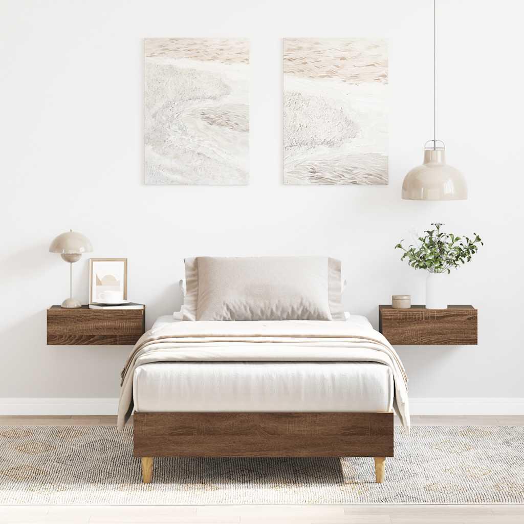 Sengestel uden madras 75x190 cm konstrueret træ brunt eg