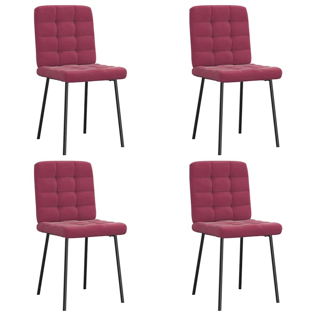 Spisebordsstole 4 stk. velour vinrød