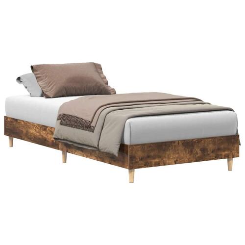 Sengestel uden madras 90x190 cm konstrueret træ røget eg