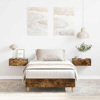 Sengestel uden madras 75x190 cm konstrueret træ røget eg