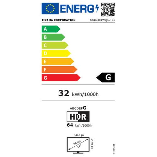 Skærm Iiyama GCB3481WQSU-B1 UltraWide Quad HD 34"