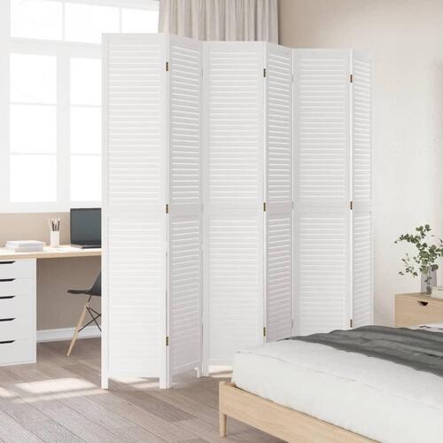 Rumdeler 6 paneler massivt kejsertræ hvid