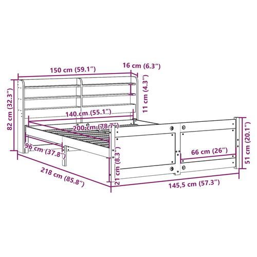 Sengeramme med hovedgærde uden madras Hvid 140x200 cm
