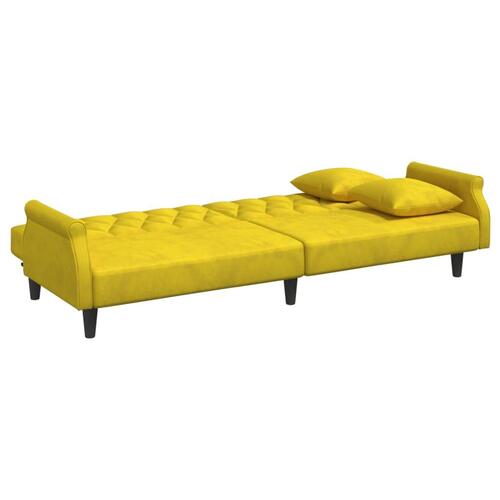 Sovesofa med armlæn velour gul