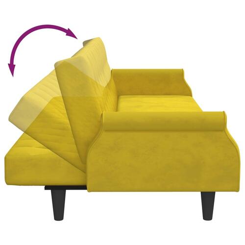 Sovesofa med armlæn velour gul