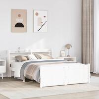 Sengeramme med sengegavl 150x200 cm massivt fyrretræ hvid