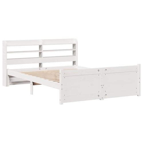 Sengeramme med sengegavl 150x200 cm massivt fyrretræ hvid