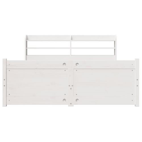 Sengeramme med sengegavl 150x200 cm massivt fyrretræ hvid