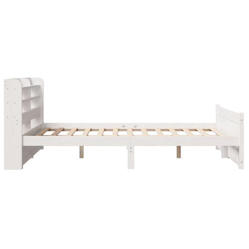 Sengeramme med sengegavl 150x200 cm massivt fyrretræ hvid