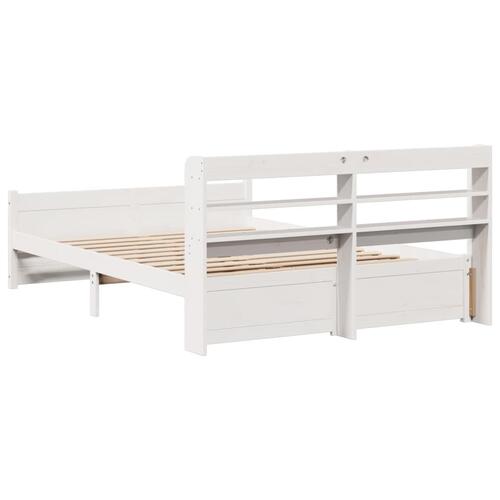 Sengeramme med sengegavl 150x200 cm massivt fyrretræ hvid
