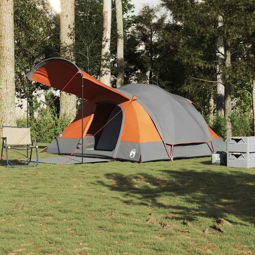 8-personers campingtelt vandafvisende grå og orange