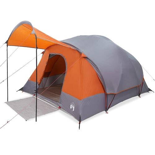8-personers campingtelt vandafvisende grå og orange