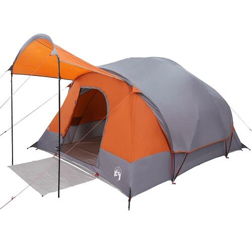 8-personers campingtelt vandafvisende grå og orange