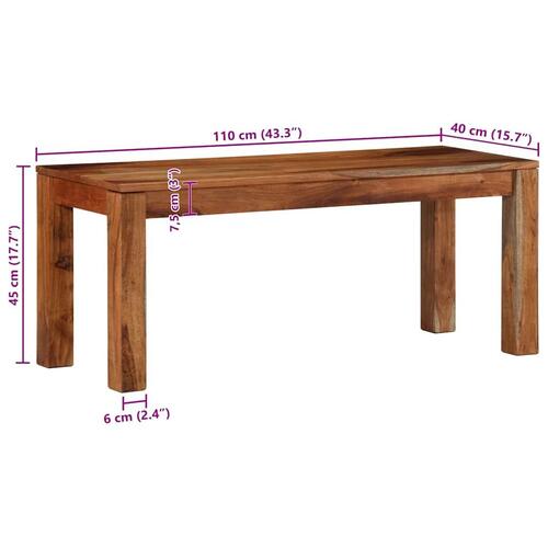 Bænk 110 cm massivt akacietræ