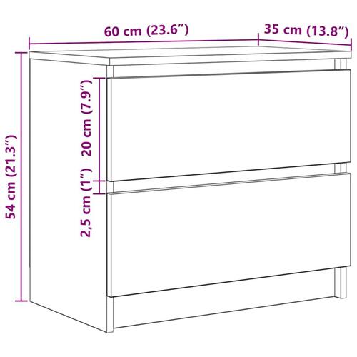 Tv-bord 60x35x54 cm konstrueret træ brun egetræsfarve