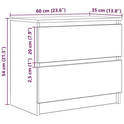 Tv-bord 60x35x54 cm konstrueret træ kunsteg