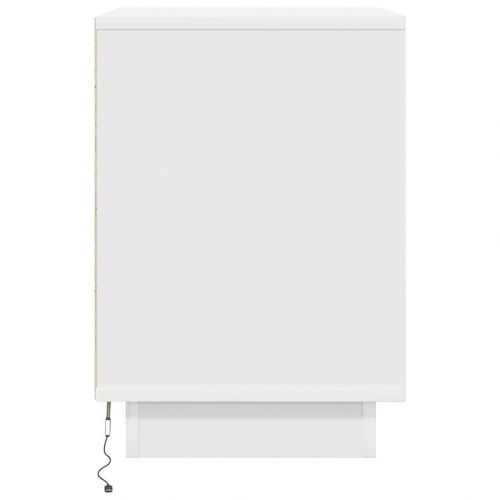 Sengeskabe 2 stk. med LED-lys 38x34x50 cm hvid