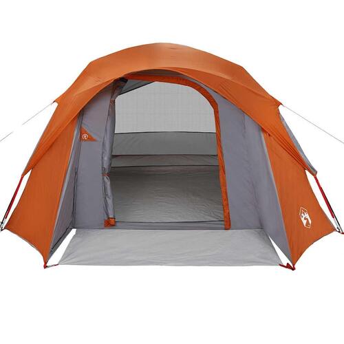 4-personers campingtelt vandafvisende grå og orange