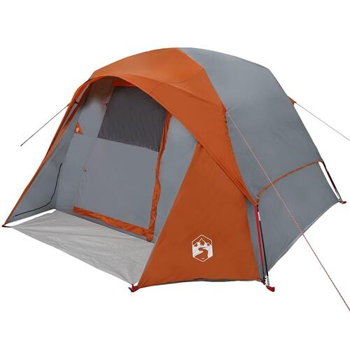 4-personers campingtelt vandafvisende grå og orange