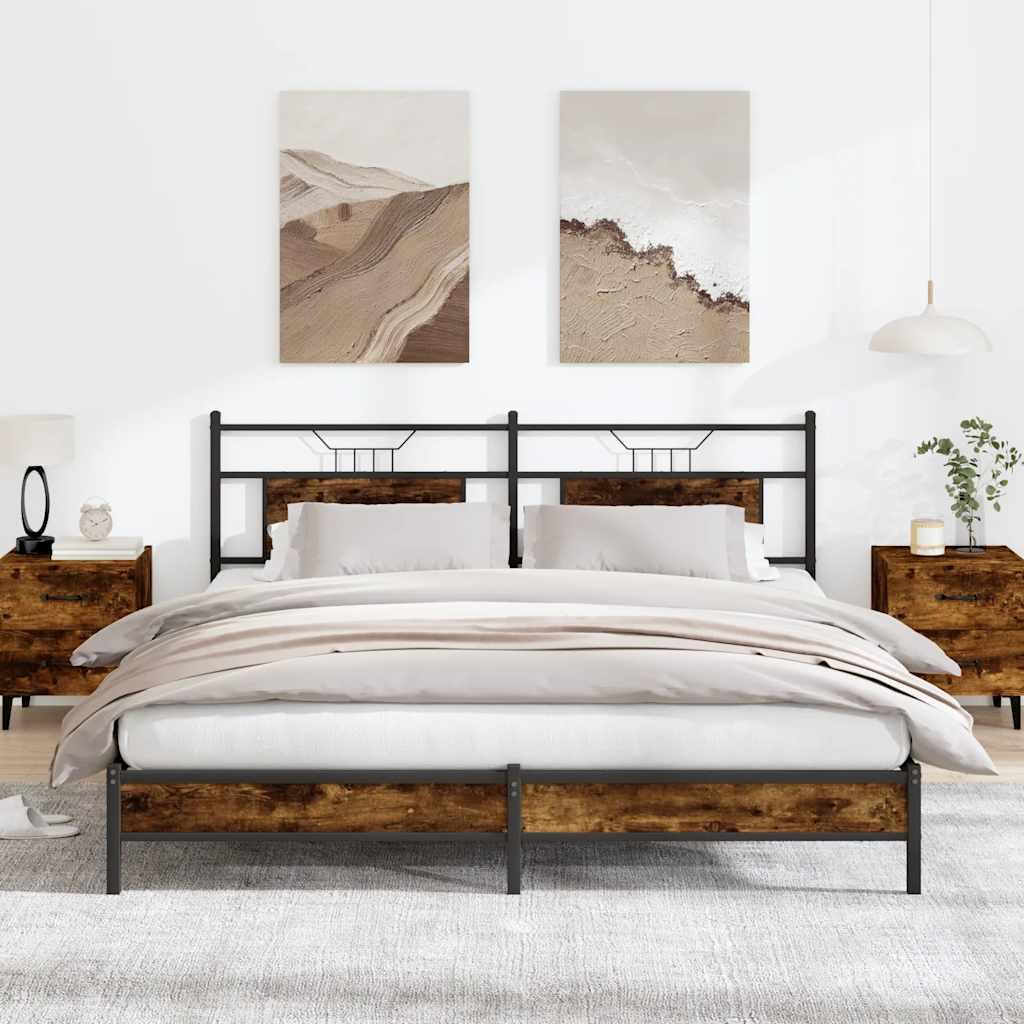 Sengeramme uden madras 183x203 cm konstrueret træ røget eg billede