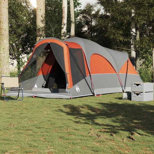 8-personers campingtelt vandafvisende grå og orange