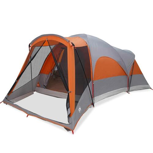 8-personers campingtelt vandafvisende grå og orange