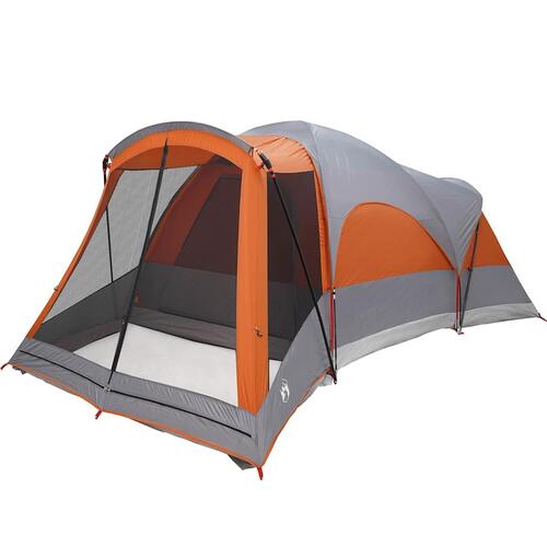 8-personers campingtelt vandafvisende grå og orange