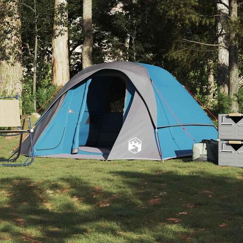 4-personers campingtelt vandafvisende blå