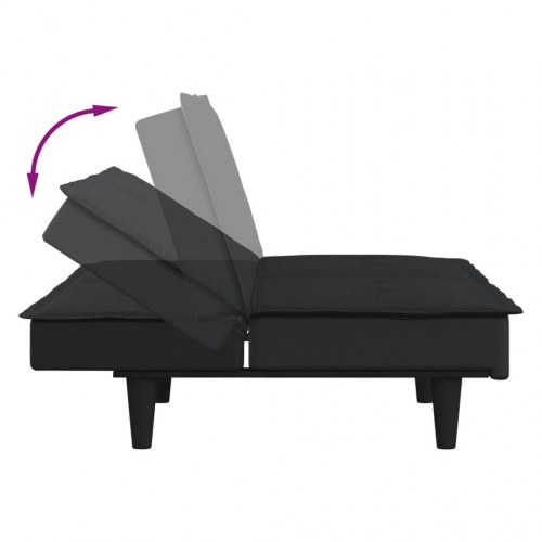 Sovesofa i stof og kunstlæder - sort