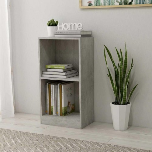 Bogreol i konstrueret træ 40×24×75 cm - betongrå, 2 niveauer