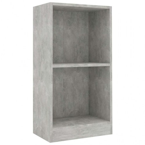 Bogreol i konstrueret træ 40×24×75 cm - betongrå, 2 niveauer