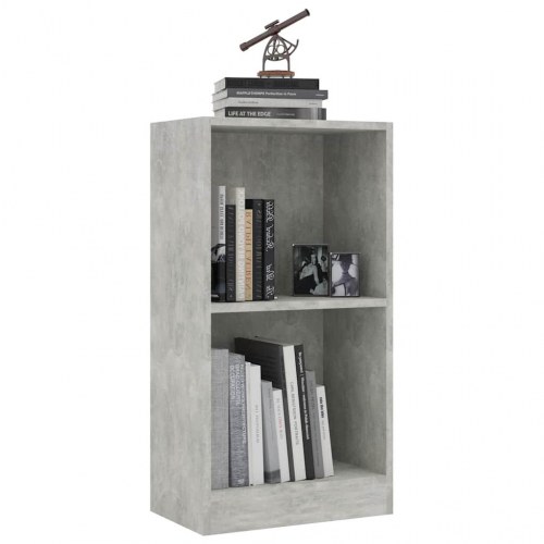 Bogreol i konstrueret træ 40×24×75 cm - betongrå, 2 niveauer