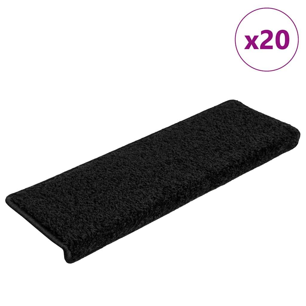 Trappemåtter 20 stk. 65x21x4 cm sorte rektangulære kanter billede