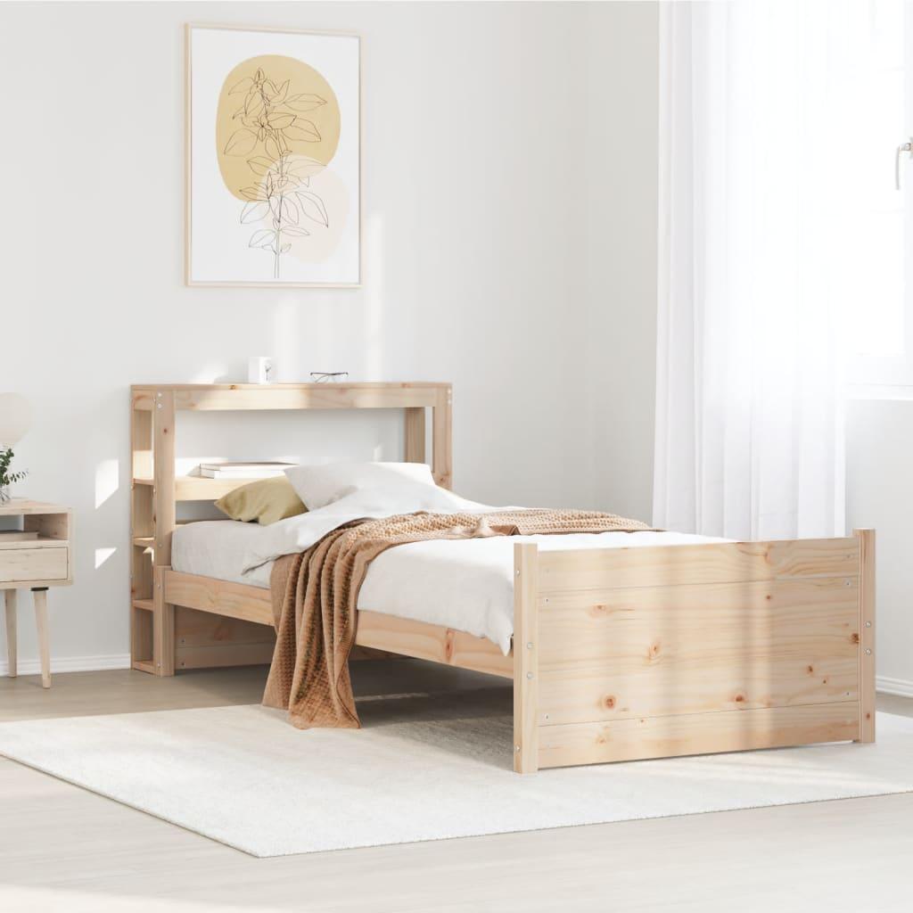 Sengeramme med sengegavl 75x190 cm massivt fyrretræ