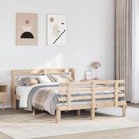Sengeramme med sengegavl 140x190 cm massivt fyrretræ