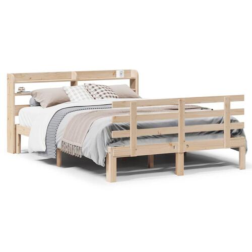 Sengeramme med sengegavl 120x200 cm massivt fyrretræ hvid