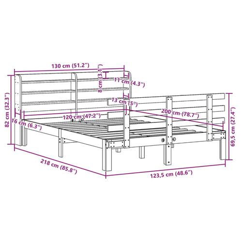 Sengeramme med sengegavl 120x200 cm massivt fyrretræ hvid