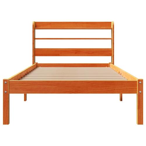 Sengeramme med sengegavl 90x200 cm massivt fyrretræ gyldenbrun