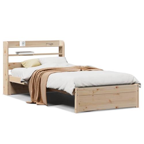Sengeramme med sengegavl 75x190 cm massivt fyrretræ