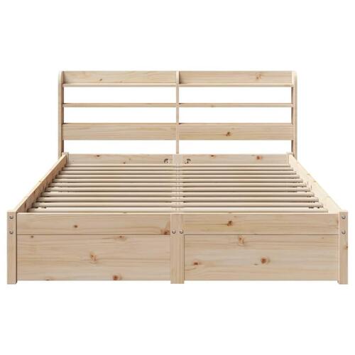 Sengeramme med sengegavl 140x200 cm massivt fyrretræ hvid