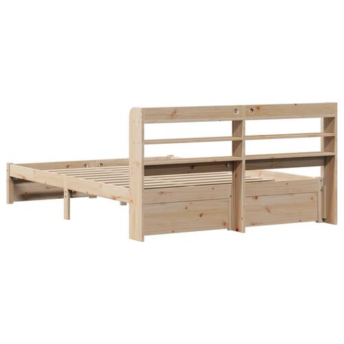 Sengeramme med sengegavl 140x200 cm massivt fyrretræ hvid