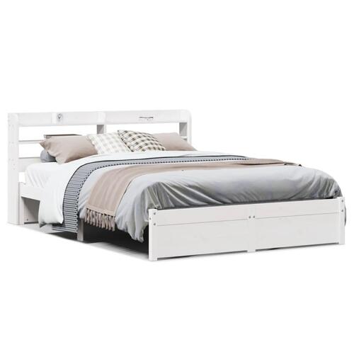 Sengeramme med hovedgærde uden madras Hvid 140x190 cm