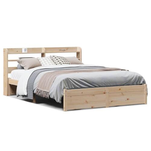 Sengeramme med sengegavl 120x200 cm massivt fyrretræ hvid